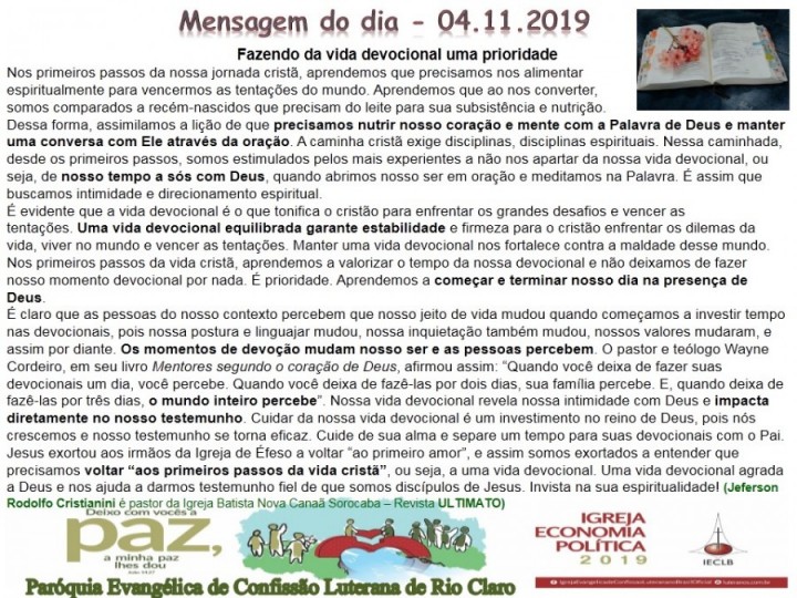 Mensagem do dia - 04.11.2019