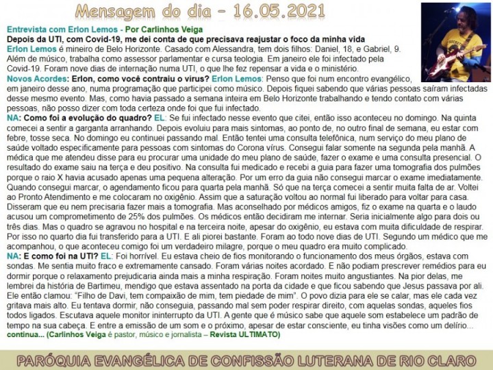 Mensagem do dia - 16.05.2021