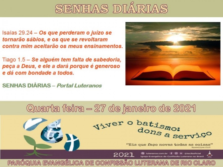 Senhas do dia - 27.01.2021