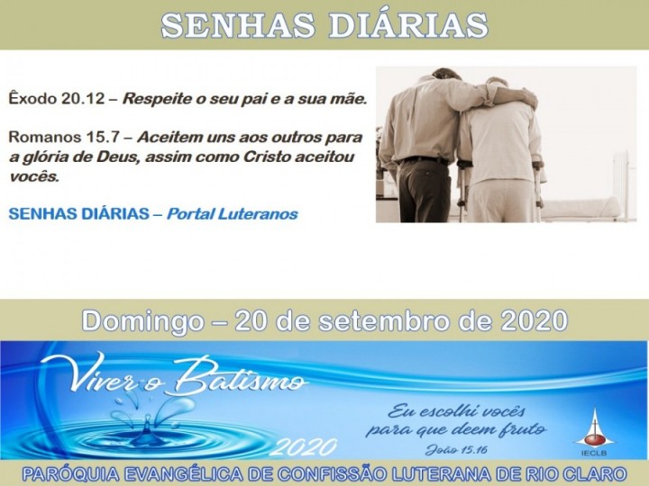 Senhas do dia - 20.09.2020