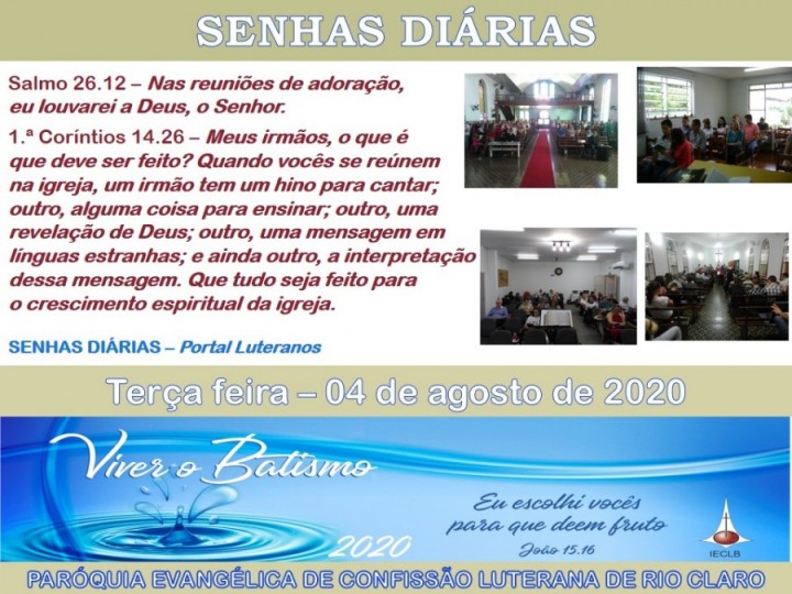 Senhas do dia - 04.08.2020