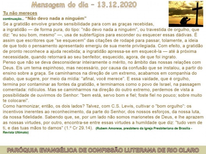 Mensagem do dia - 13.12.2020