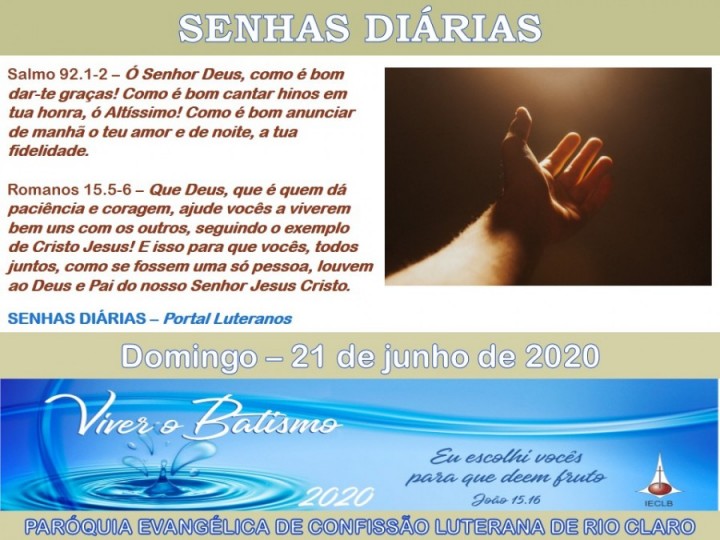 Senhas do dia - 21.06.2020