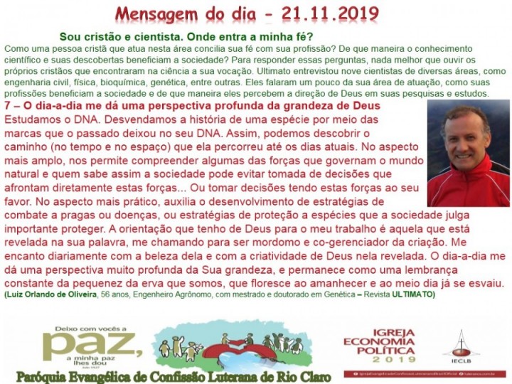 Mensagem do dia - 21.11.2019