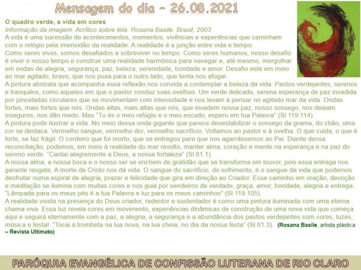 Mensagem do dia - 26.08.2021