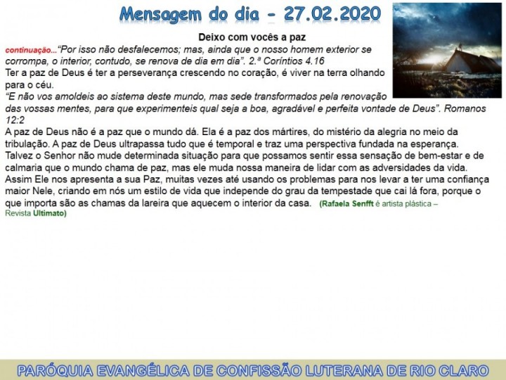 Mensagem do dia - 27.02.2020