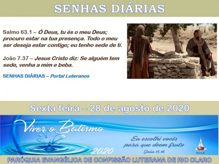 Senhas do dia - 28.08.2020