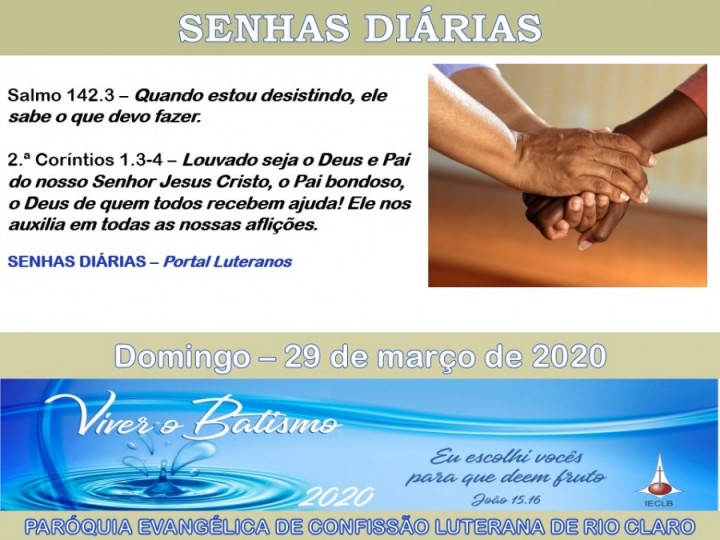 Senhas do dia - 29.03.2020