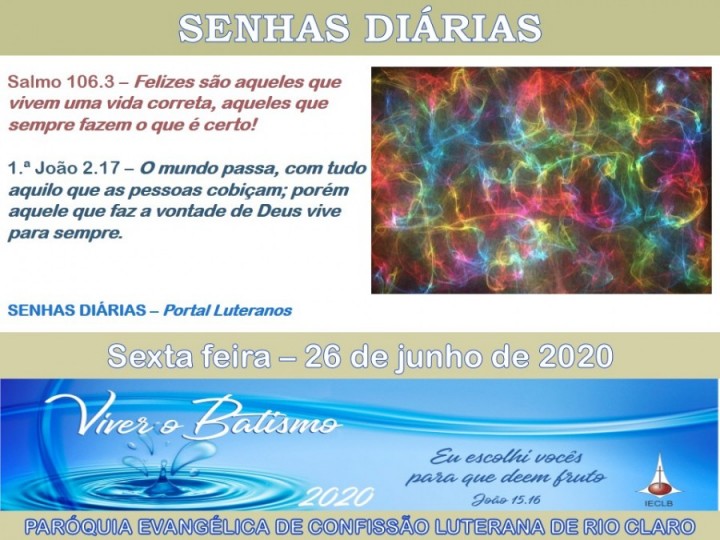 Senhas do dia - 26.06.2020