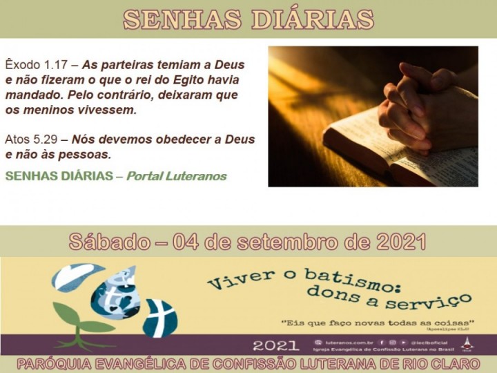 Senhas do dia - 04.09.2021