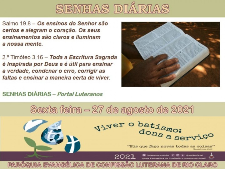 Senhas do dia - 27.08.2021