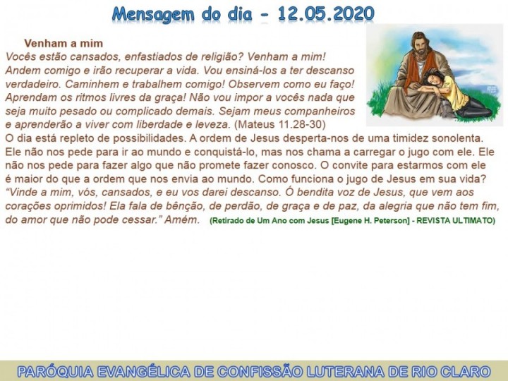 Mensagem do dia - 12.05.2020