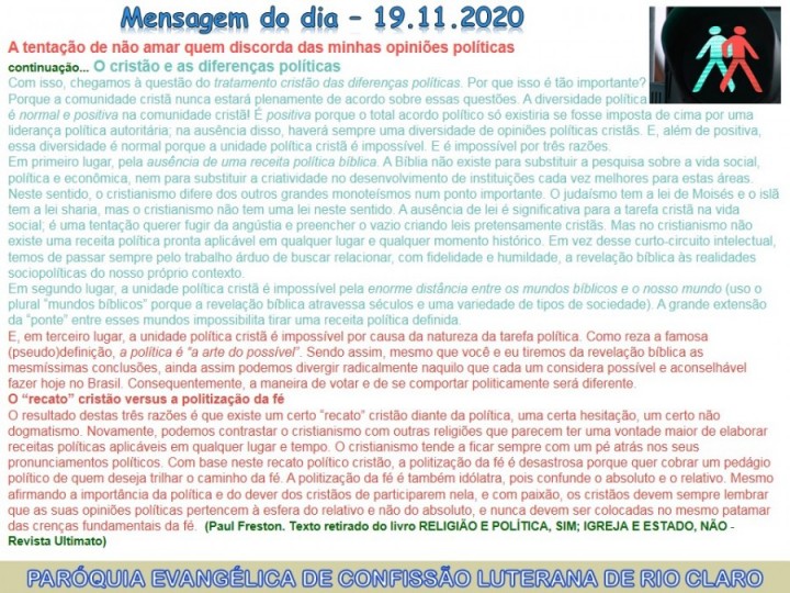 Mensagem do dia - 19.11.2020