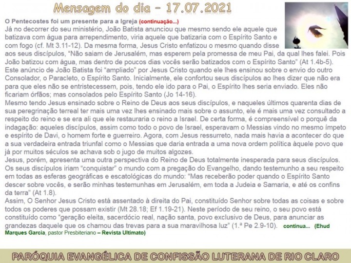 Mensagem do dia - 17.07.2021