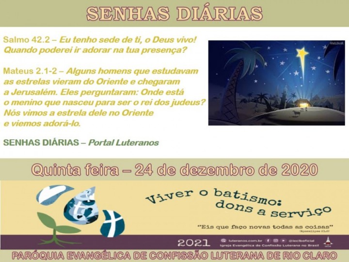 Senhas do dia - 24.12.2020