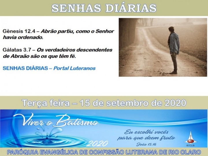 Senhas do dia - 15.09.2020