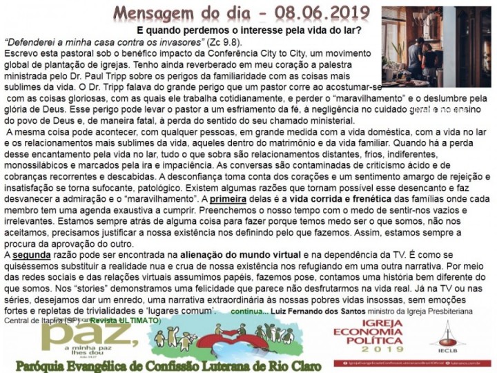 Mensagem do dia - 08.06.2019