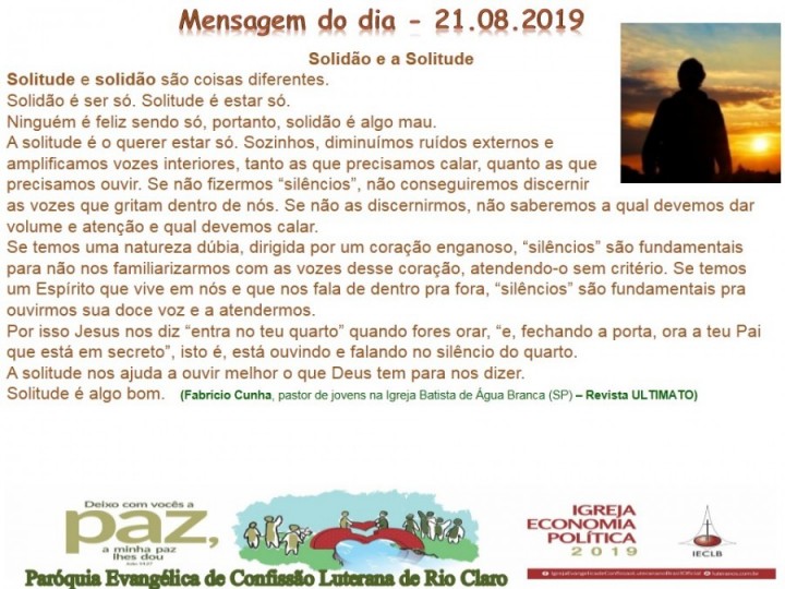 Mensagem do dia - 21.08.2019