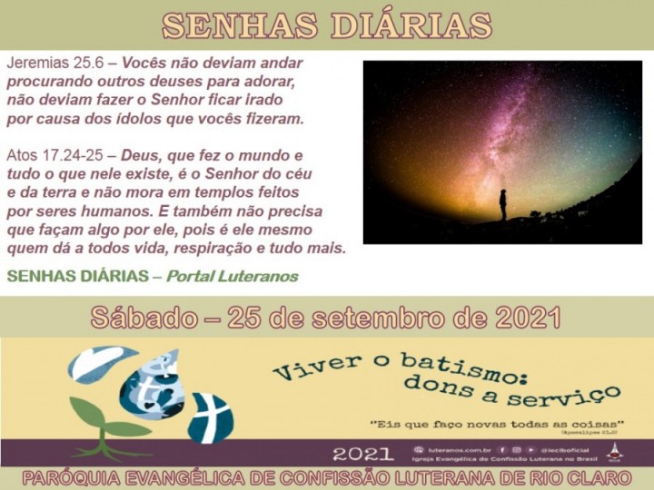 Senhas do dia - 25.09.2021