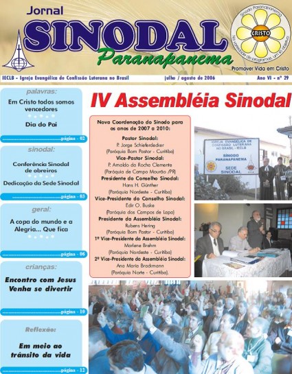 Jornal Sinodal Paranapanema - Ano 6 - Nº. 29 - Julho e Agosto 2006