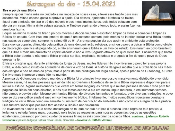 Mensagem do dia - 15.04.2021