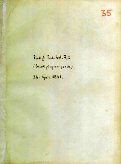 Pastor Friedrich Sauerbronn - Ansprache/Alocução - Eclesiastes 7.2 - 28/04/1841