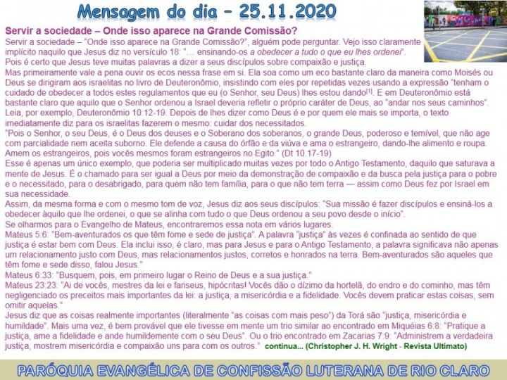 Mensagem do dia - 25.11.2020