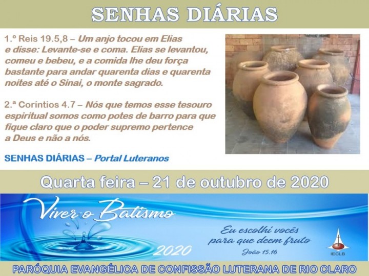 Senhas do dia - 21.10.2020