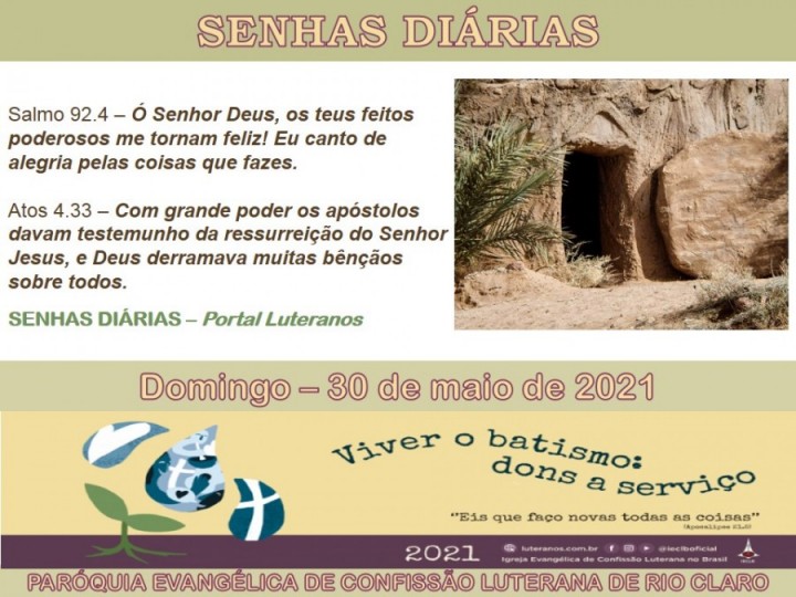 Senhas do dia - 30.05.2021