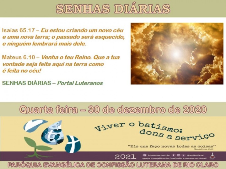 Senhas do dia - 30.12.2020