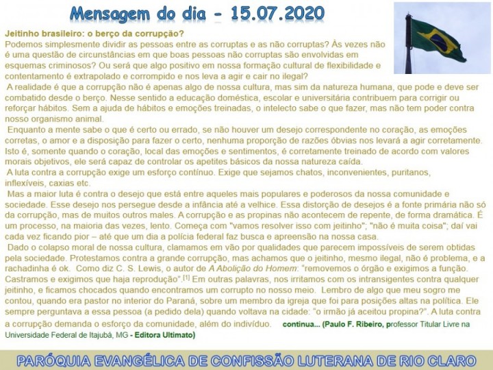 Mensagem do dia - 15.07.2020