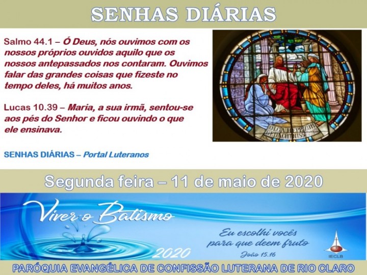 Senhas do dia - 11.05.2020