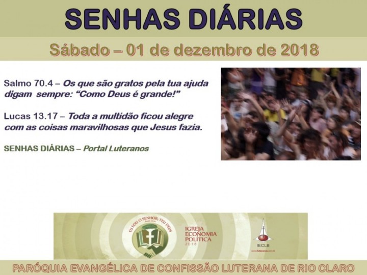 Senhas do dia - 01.12.2018