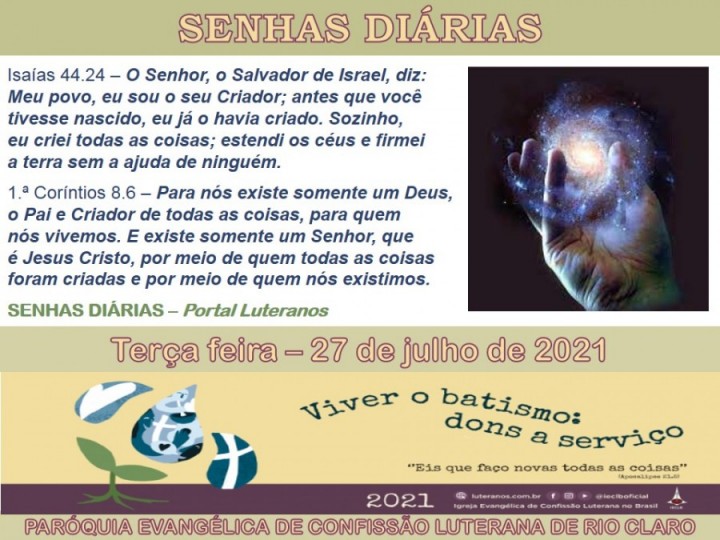 Senhas do dia - 27.07.2021