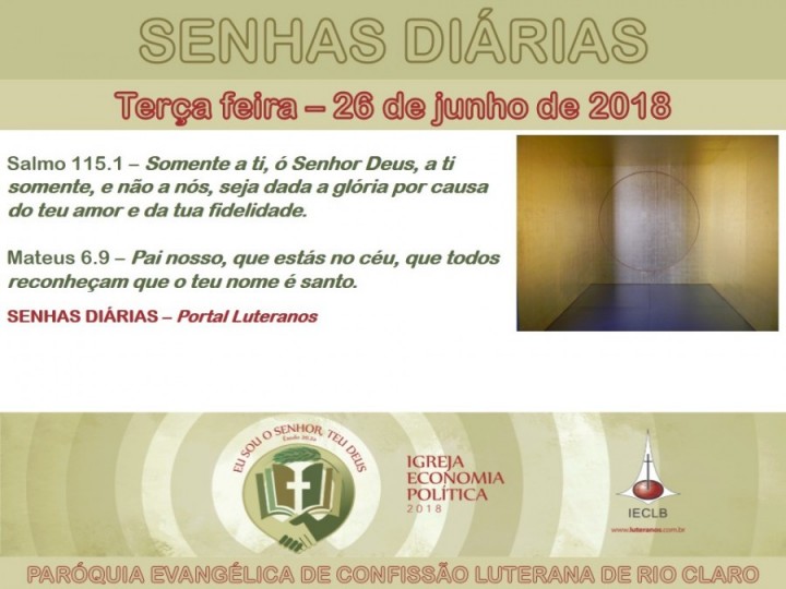 Senhas do dia - 26.06.2018