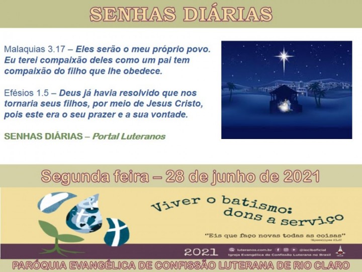 Senhas do dia - 28.06.2021