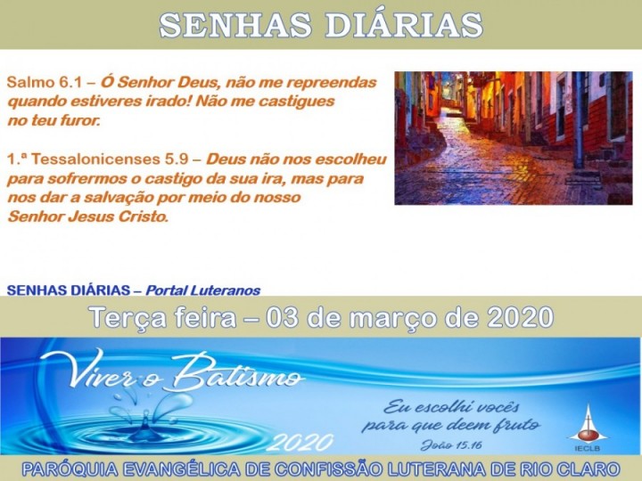 Senhas do dia - 03.03.2020