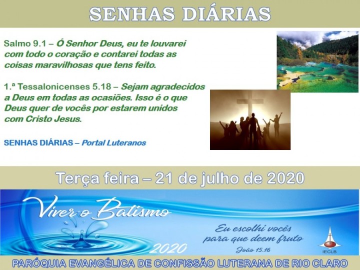 Senhas do dia - 21.07.2020