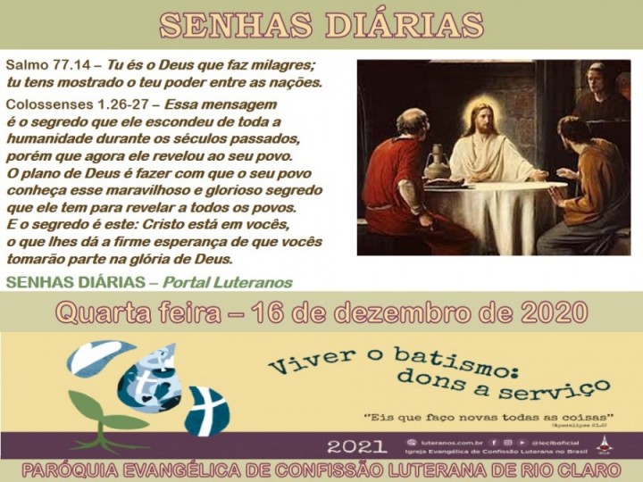 Senhas do dia - 16.12.2020