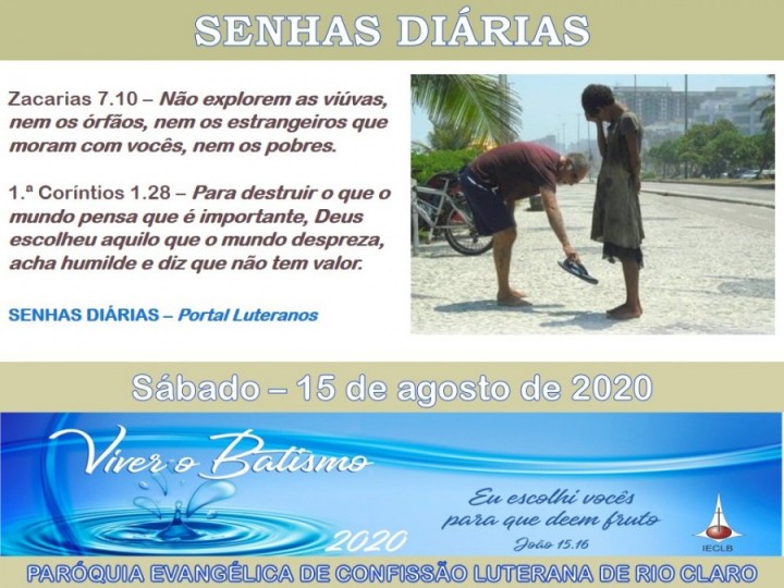 Senhas do dia - 15.08.2020