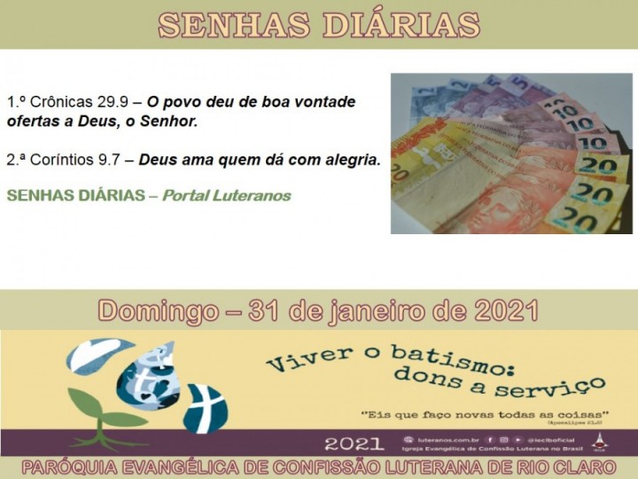 Senhas do dia - 31.01.2021