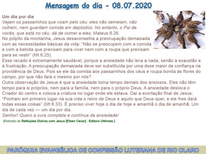 Mensagem do dia - 08.07.2020