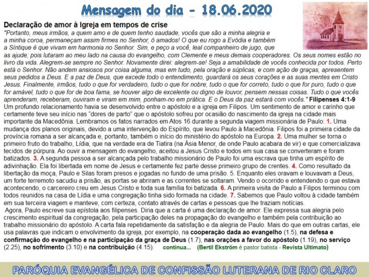 Mensagem do dia - 18.06.2020