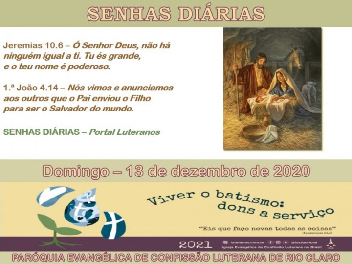 Senhas do dia - 13.12.2020