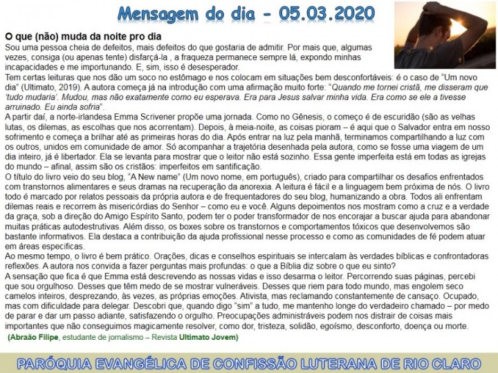 Mensagem do dia - 05.03.2020