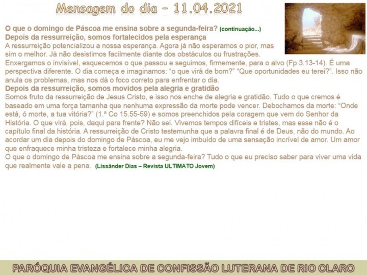 Mensagem do dia - 11.04.2021