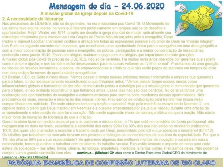 Mensagem do dia - 24.06.2020