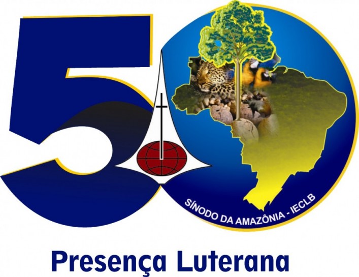 Logomarca dos 50 anos de presença da IECLB na Amazônia.