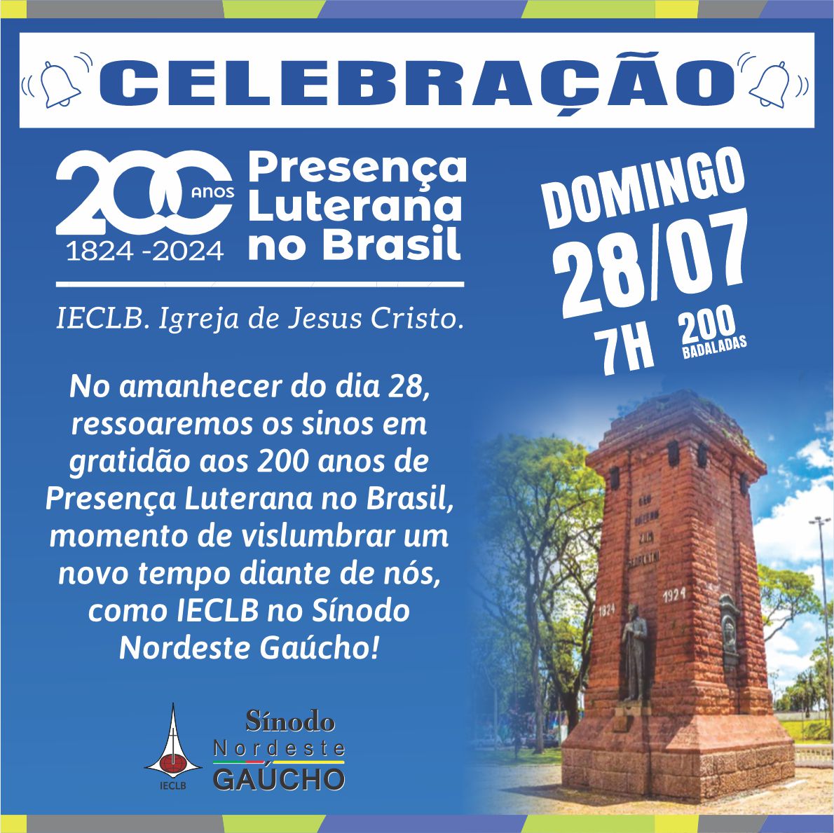 Sinos ressoarão em gratidão aos 200 anos de Presença Luterana no Brasil